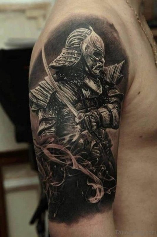 Samurai Warrior Tattoo on Shoulder 