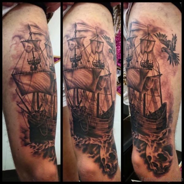 Ship Tattoo Design On Shoulder 