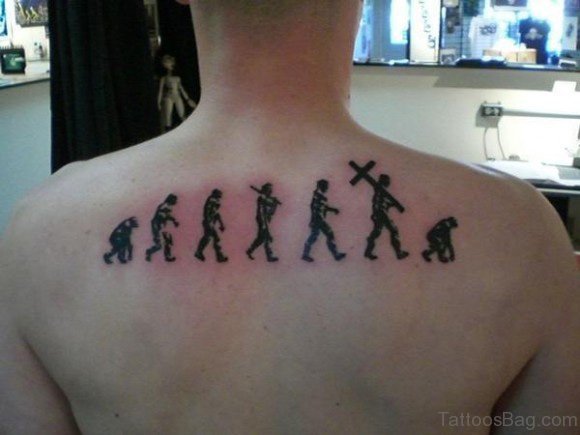 Simple Atheist Tattoo Design On Upper Back