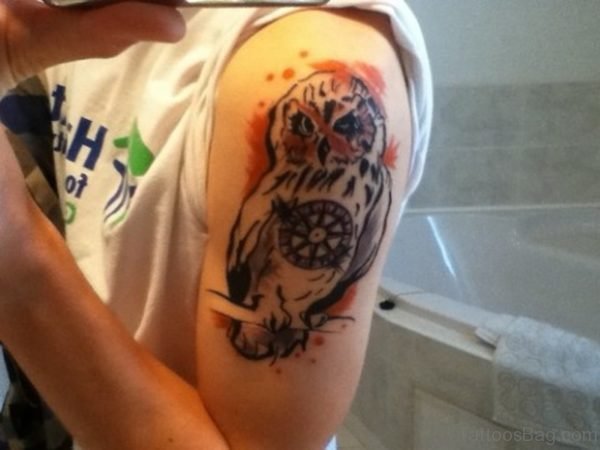 Simple Colored Owl Tattoo