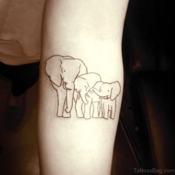 Simple Three Forearm Elephant Tattoo