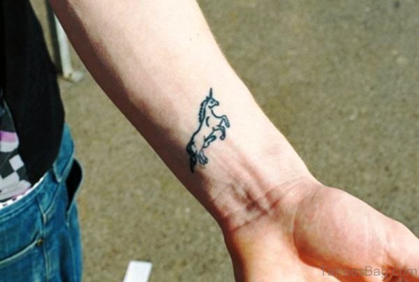 Simple Unicorn Tattoo On Wrist