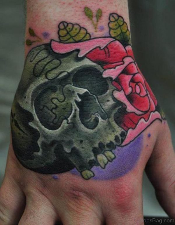 Skull And Flower Tattoo