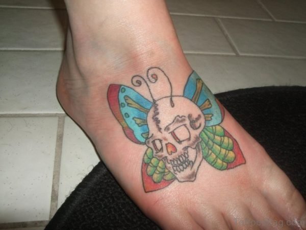 Skull Tattoo On Foot 