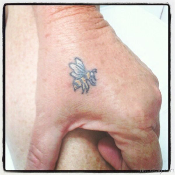 Small Bee Tattoo On Hand