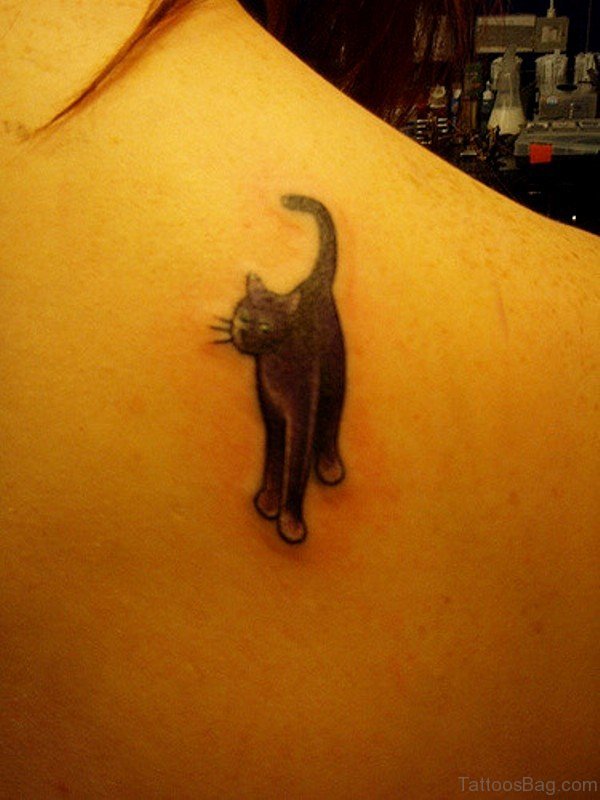 Small Cat Tattoo On Shoulder