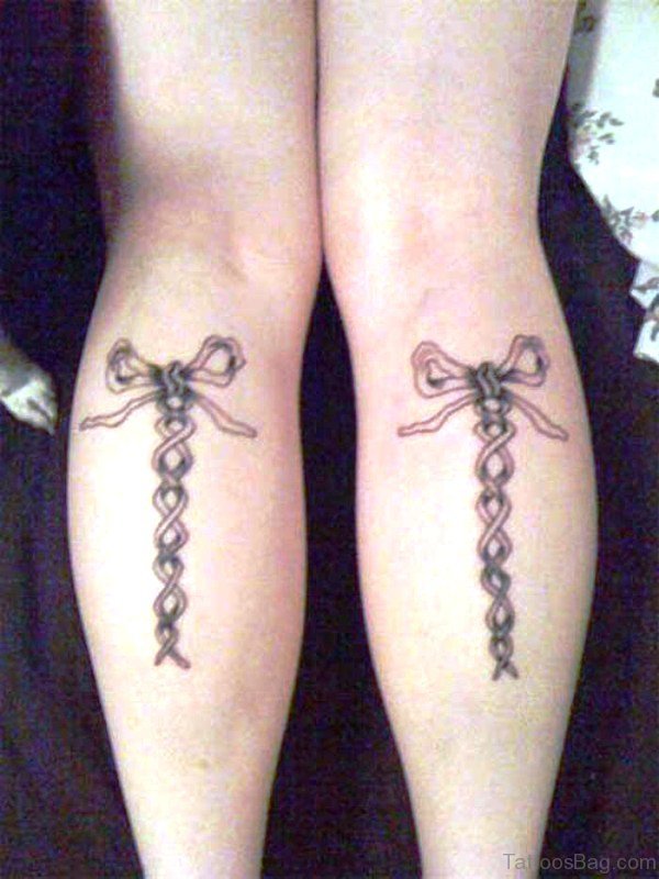 Small Corset Tattoos On Both Legs