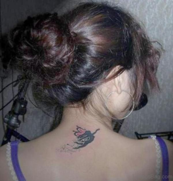 Small Guardian Angel Tattoo On Nape