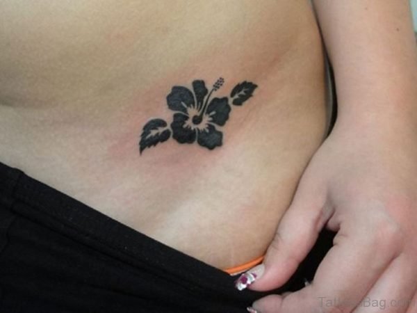 Small Hibiscus Flower Tattoo On Waist ST17