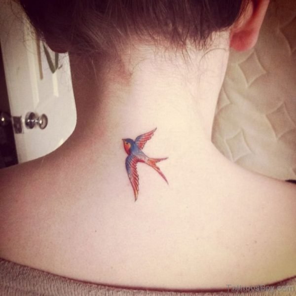 Small Swallow Tattoo On Nape