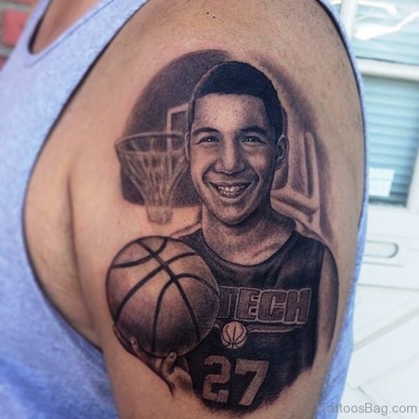 Smiling Player With Basketball Tattoo