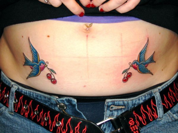 Sparrow Tattoo On Waist