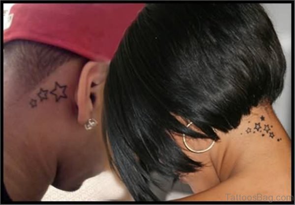 Stars Coupkle Tattoo On Neck