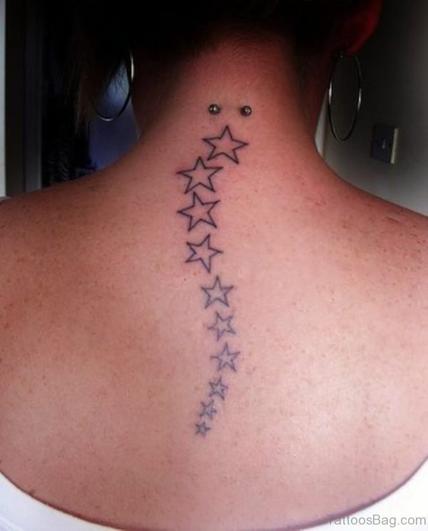 Stars Tattoo On Neck Back