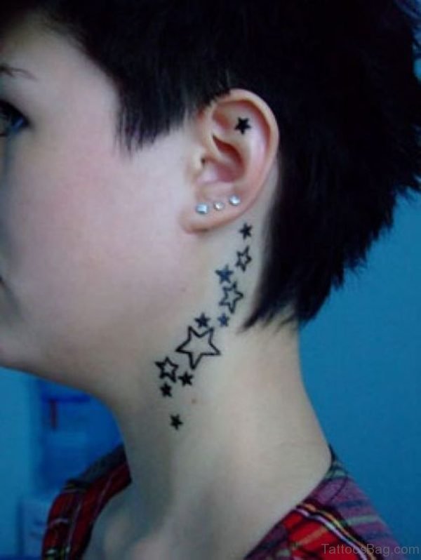 Stars Tattoo On Neck