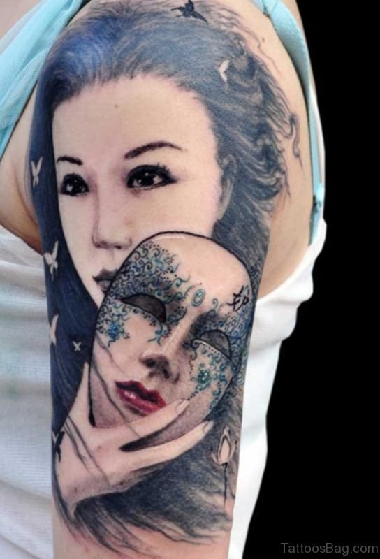Stunnign Venetian Mask Tattoo