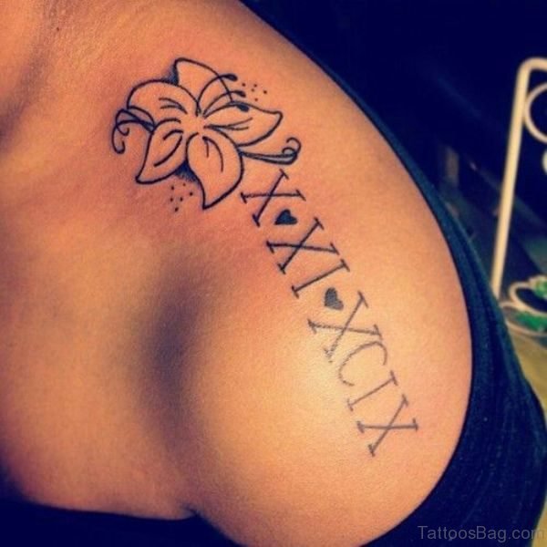 Stunning Roman Numeral Tattoo On Left Shoulder