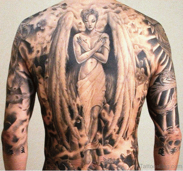 Stupendoous Archangel Tattoo On Back