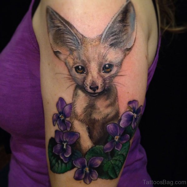 Stylish Dog Tattoo On Shoulder