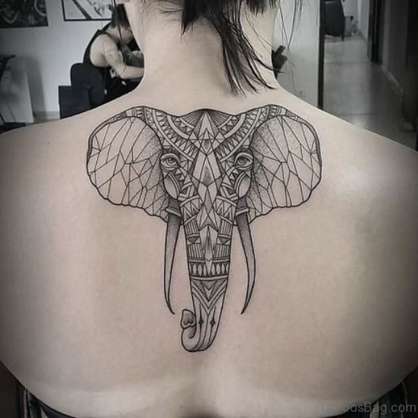 Stylish Elephant Tattoo On Back