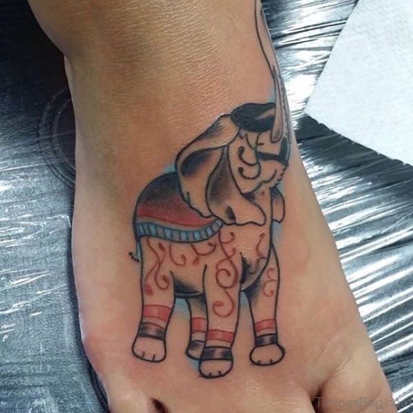 Stylish Elephant Tattoo On Foot