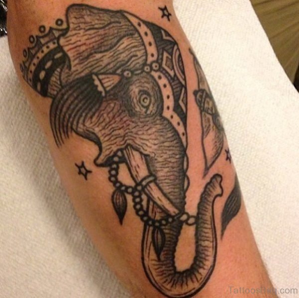 Stylish Forearm Tattoo Of Elephant