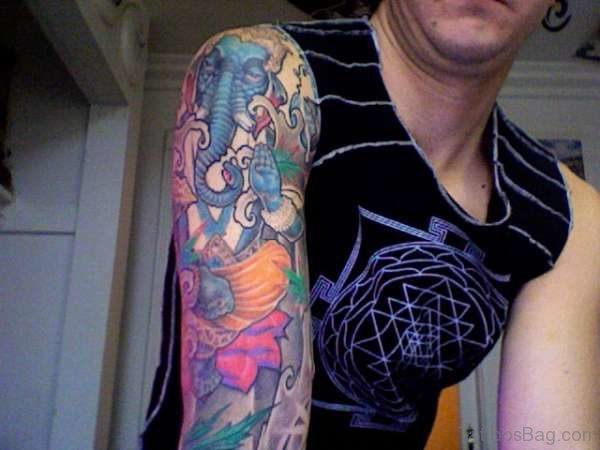 Stylish Ganesha Tattoo On Shoulder