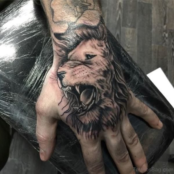 Stylish Lion Tattoo Design On Hand