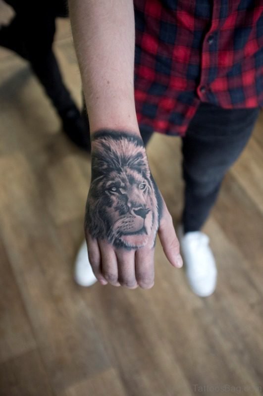 Stylish Lion Tattoo On Hand