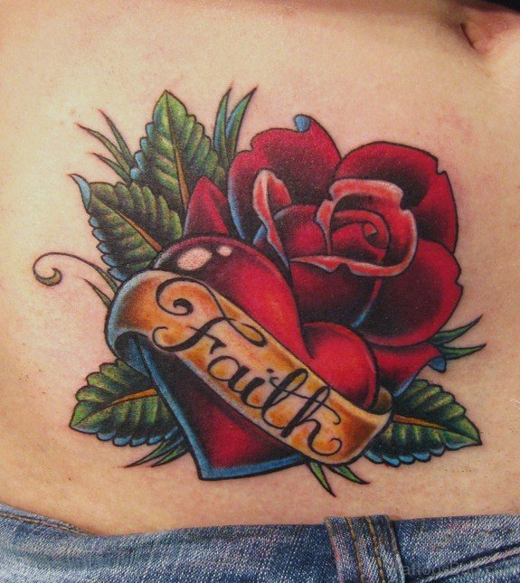 Stylish Rose Tattoo On Waist ST131