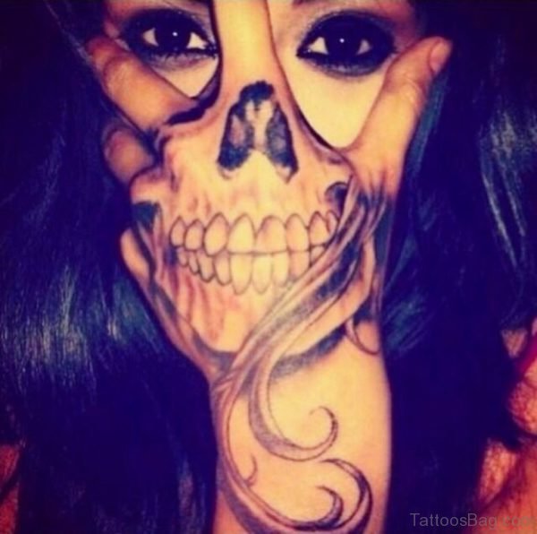 Stylish Skull Tattoo On Hand