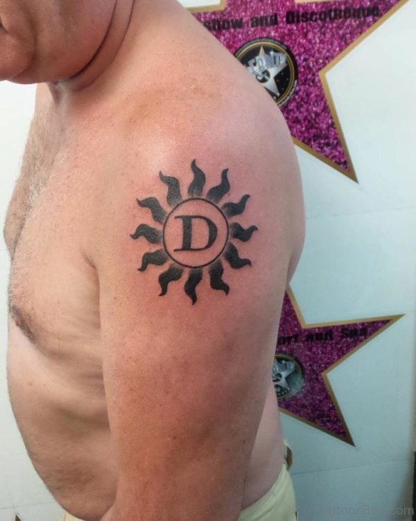 Sun Tattoo On Shoulder 