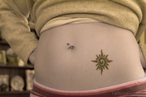 Sun Tattoo On Waist