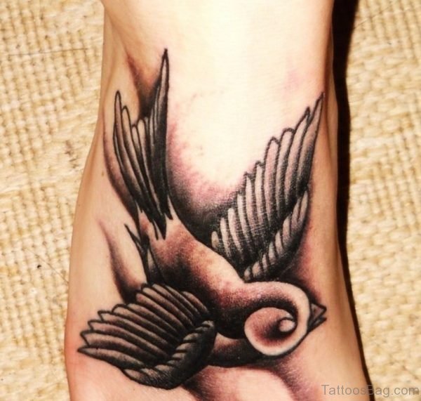 Swallow Tattoo Design On Foot 