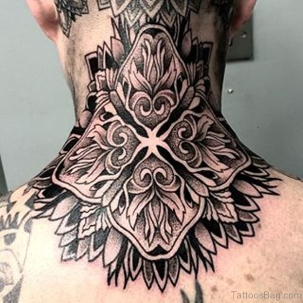 Sweet Designer Mandala Neck Tattoo