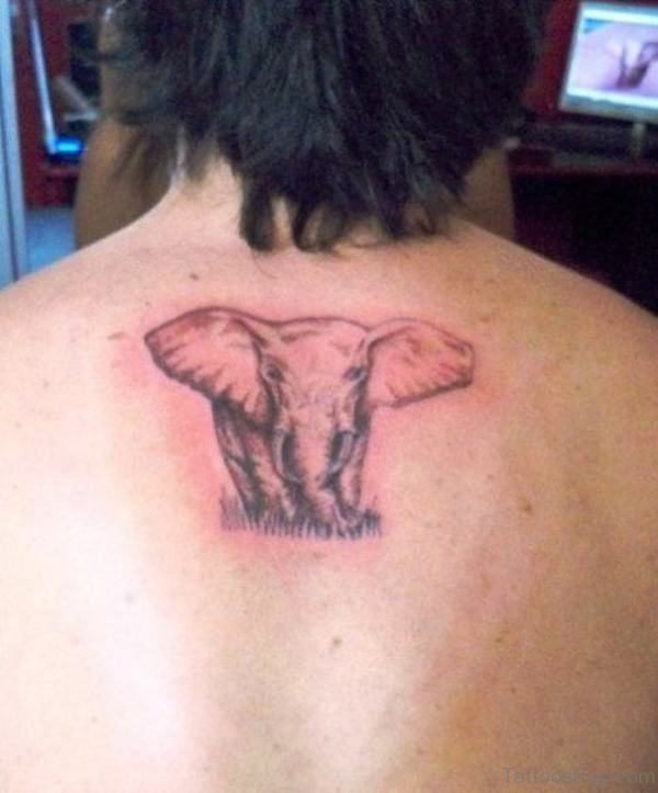 Sweet Walking Elephant Tattoo On Back