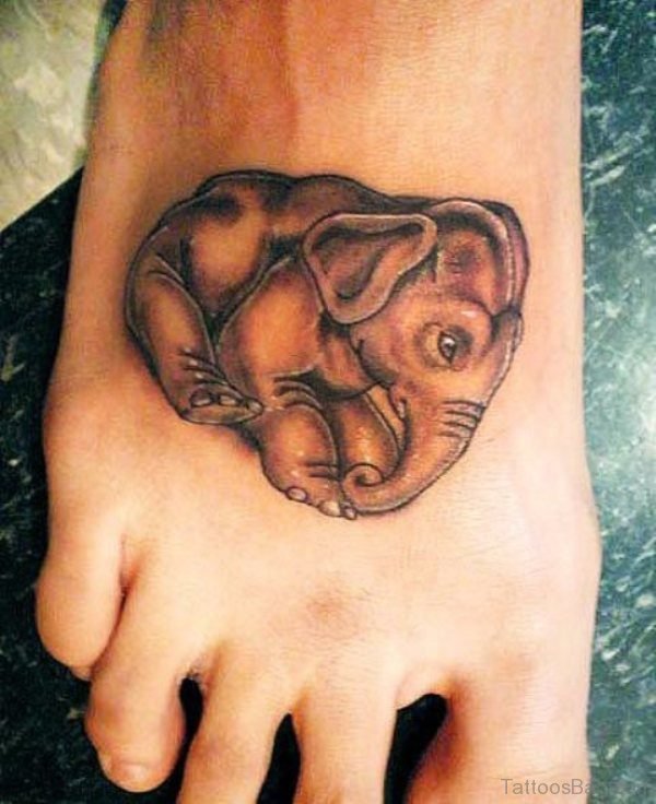 Terrific Elephant Tattoo On Foot