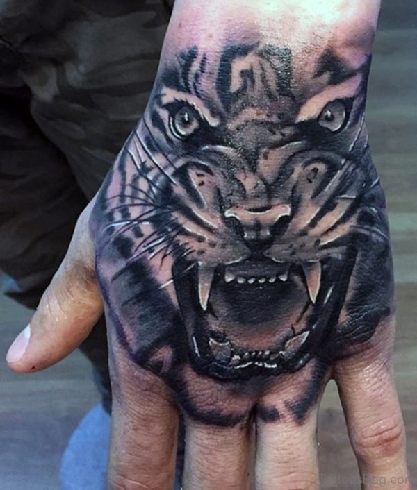 Tiger Tattoo On Hand 