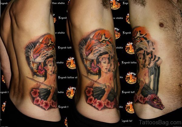 Tiger Tattoo On Rib 