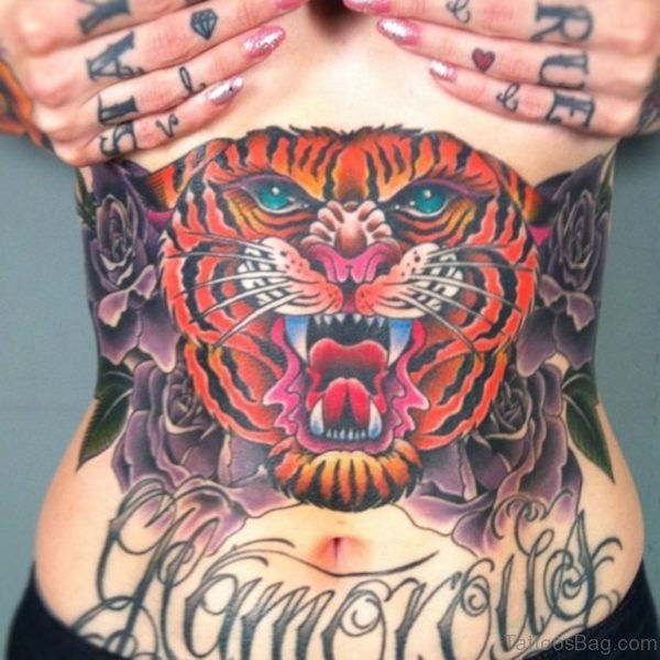 Tiger Tattoo On Stomach