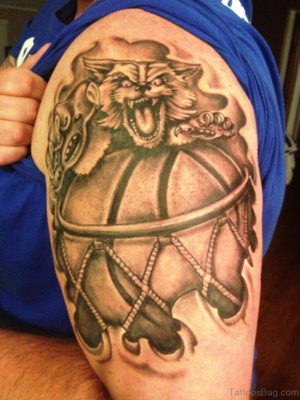 Tremendous Basketball Tattoo On Shoulder