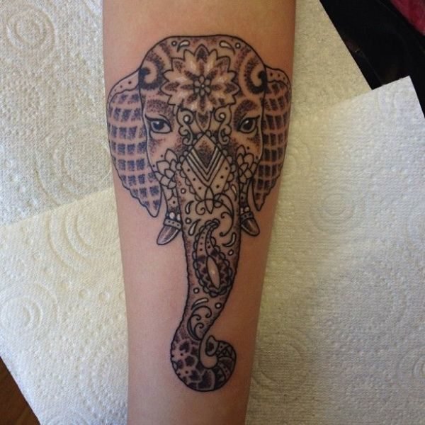 Trendy Elephant Forearm Tattoo