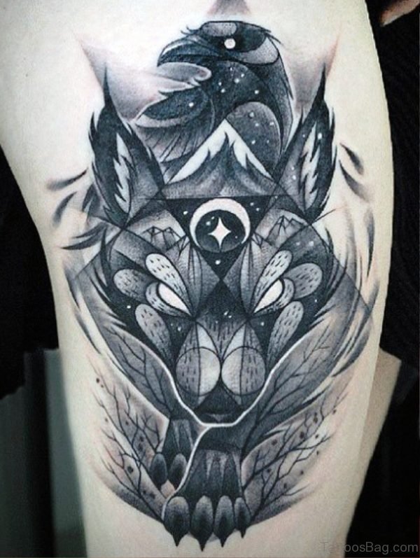 Tribal Alpha Wolf And Eagle