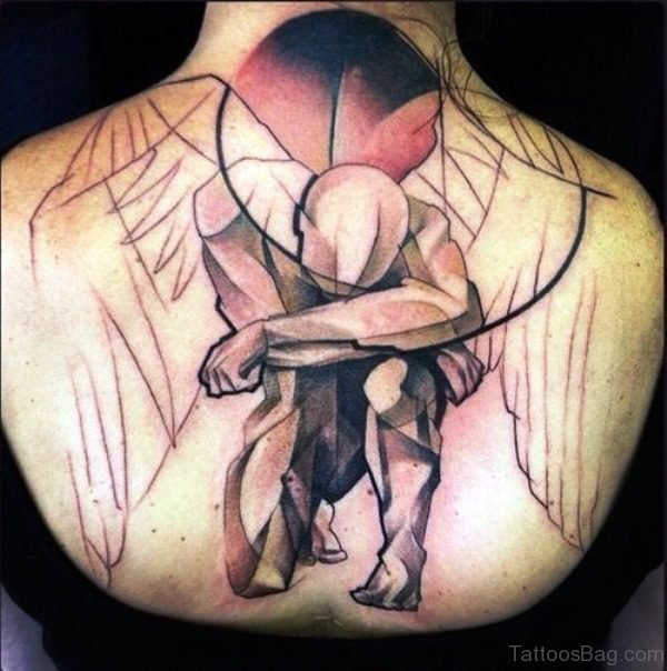 Tribal Archangel Tattoo On Back