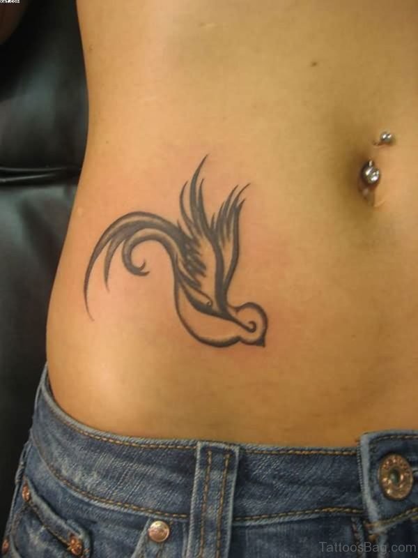 Tribal Bird Waist Tattoo