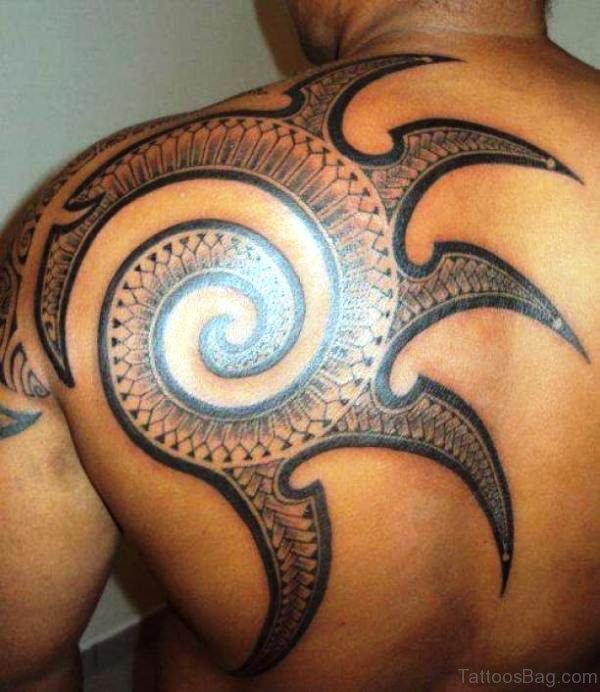Tribal Blade Ornament Tattoo On Shoulder