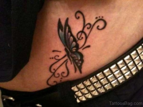 Tribal Butterfly Tattoo On Waist