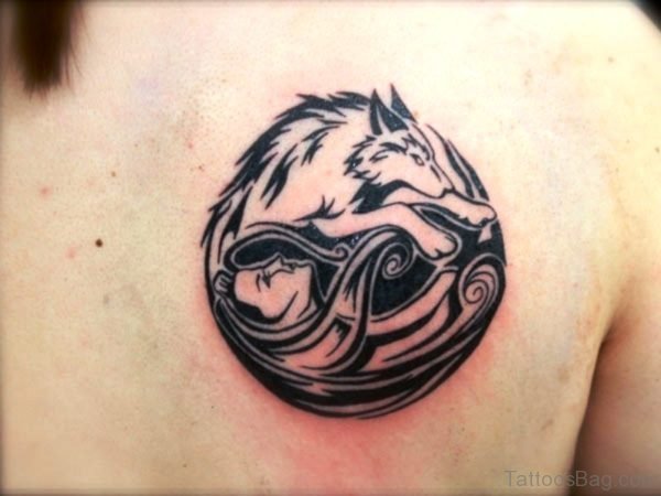 Tribal Design Alpha Tattoo On Back