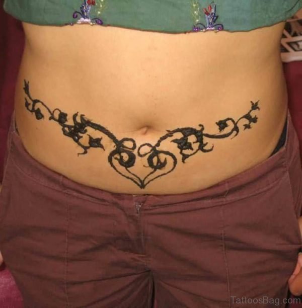 Tribal Heart Tattoo On Waist