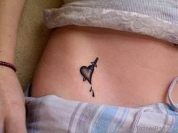 Tribal Heart Tattoo On Waist